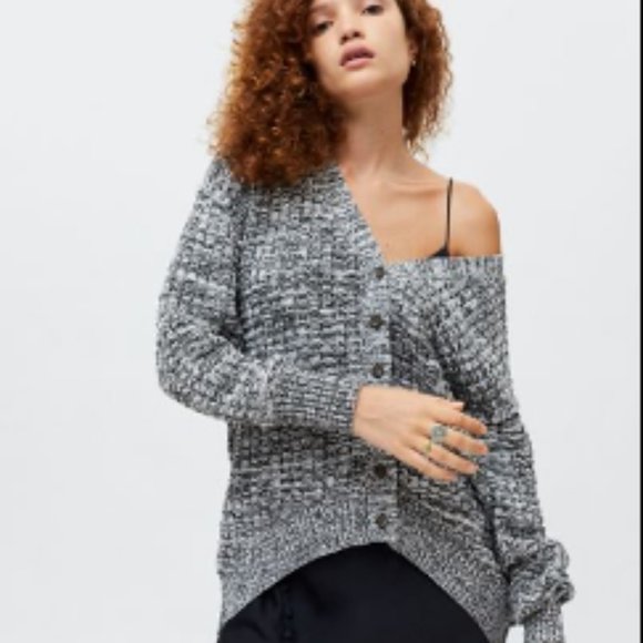 🦋 3 for $25 - BDG Rib Knit Cardigan Grey Green Melange - Picture 1 of 12